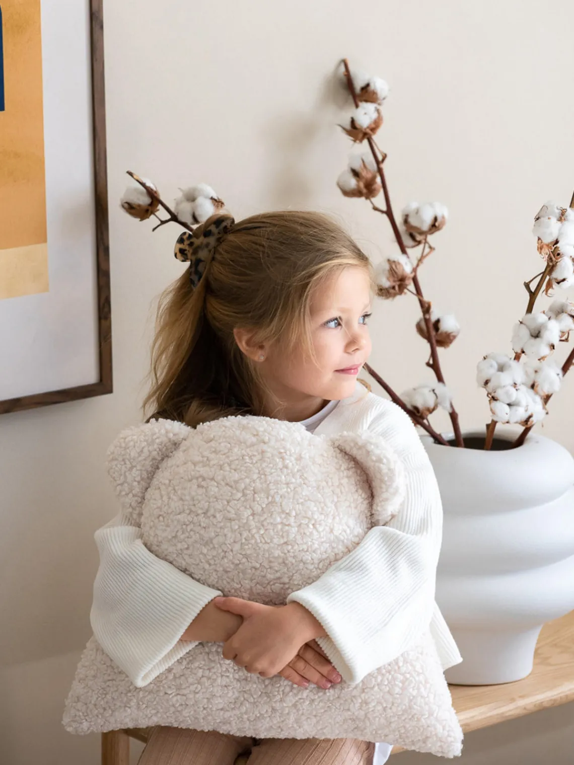 Hot Wigiwama Coussin moelleux en peluche Bear Blanc cassé