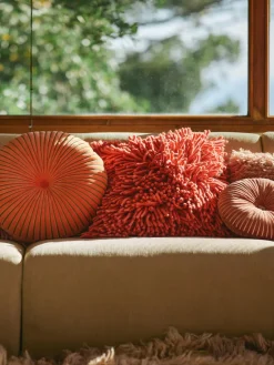 Outlet HKLIVING Coussin moelleux Rugged, artisanal Rouge