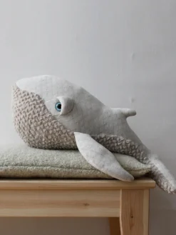 Sale BigStuffed Coussin peluche artisanal Whale Blanc