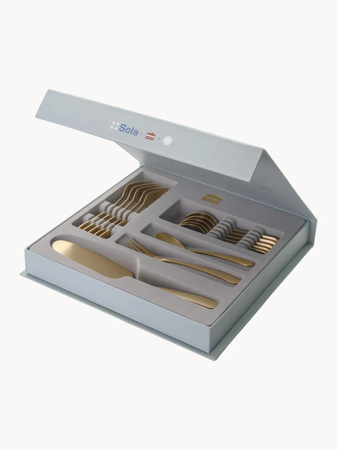 Clearance Sola Switzerland Couverts à gâteau Tulip, 6 personnes (13 élém.) Doré, mat