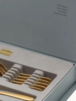 Clearance Sola Switzerland Couverts à gâteau Tulip, 6 personnes (13 élém.) Doré, mat