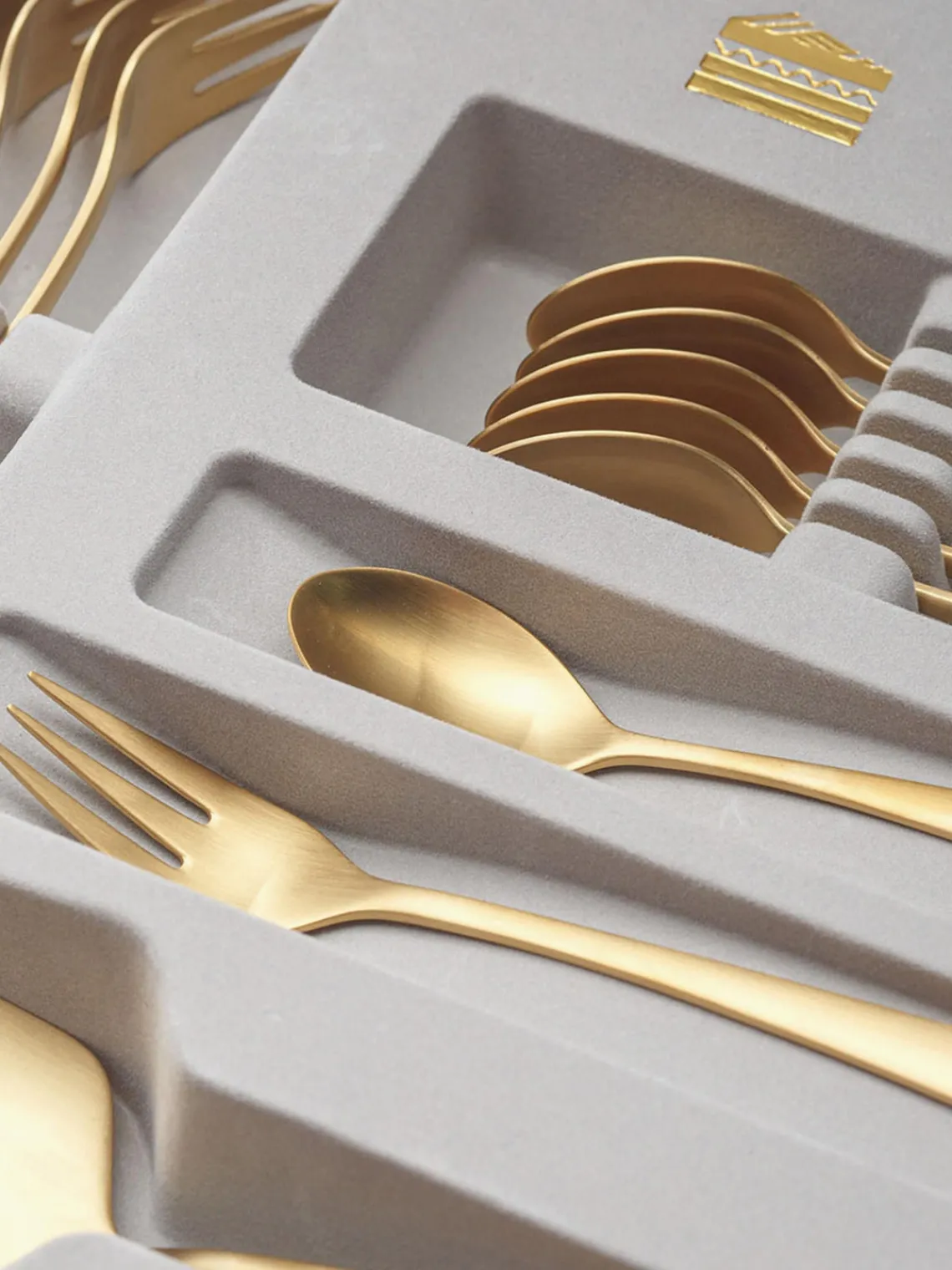 Clearance Sola Switzerland Couverts à gâteau Tulip, 6 personnes (13 élém.) Doré, mat