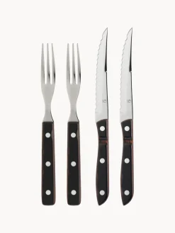 Hot Gense Couverts à steak avec boîte Old Farmer, set de tailles variées Argenté, bois foncé