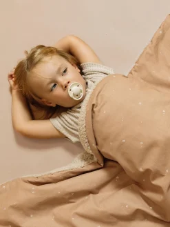 Clearance Nobodinoz Couverture douillette pour bébé en coton bio Stories Brun clair, beige, blanc
