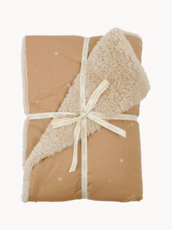 Clearance Nobodinoz Couverture douillette pour bébé en coton bio Stories Brun clair, beige, blanc