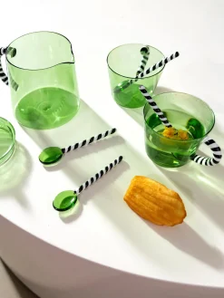 Clearance &k Amsterdam Cuillères en verre borosilicate Duet, 4 pièces Vert, noir, blanc