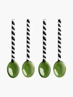 Clearance &k Amsterdam Cuillères en verre borosilicate Duet, 4 pièces Vert, noir, blanc