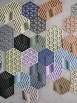 Best Zone Denmark Dessous de plat en silicone Hexagon Vert olive