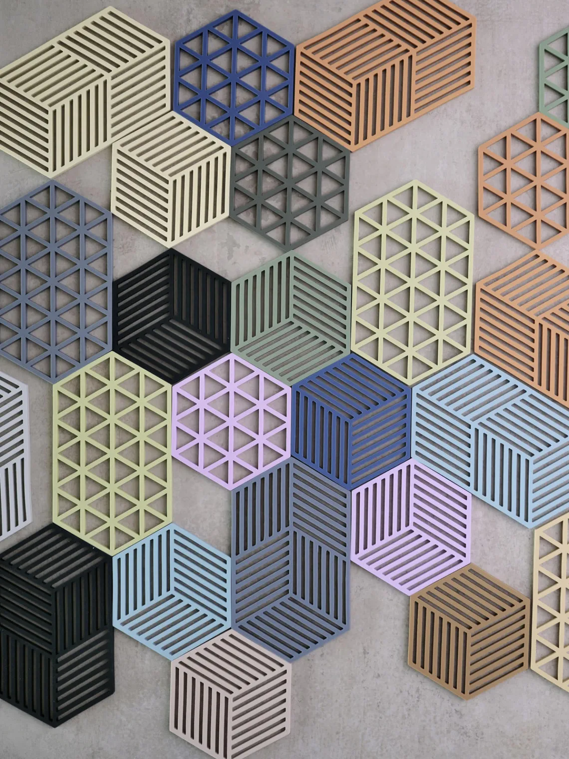 Outlet Zone Denmark Dessous de plat en silicone Hexagon Beige clair