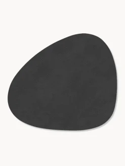 Clearance LIND DNA Dessous de verre asymétriques en cuir Curve, 4 pièces Noir