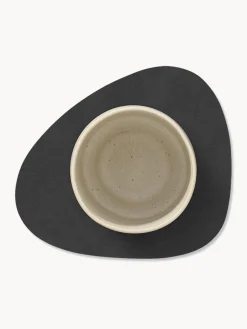 Clearance LIND DNA Dessous de verre asymétriques en cuir Curve, 4 pièces Noir