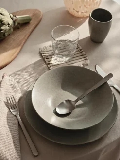 Clearance Broste Copenhagen Dessous de verre en coton avec franges Elouise, 4 pièces Blanc crème, taupe