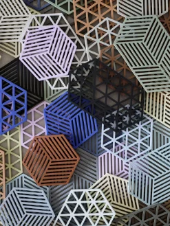 Sale Zone Denmark Dessous de verre en silicone Hexagon Bleu roi