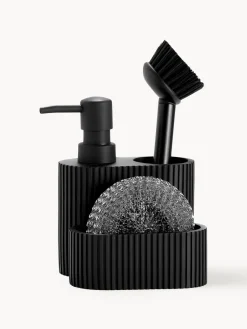 Hot ANDREA HOUSE Distributeur de liquide vaisselle avec éponge métallique Poly, 3 élém. Noir, mat