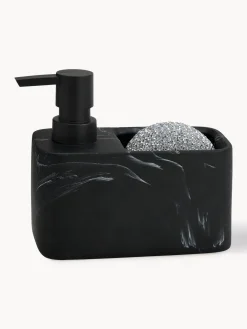 Outlet ANDREA HOUSE Distributeur de savon aspect marbre avec éponge Galia, 2 élém. Noir, marbré
