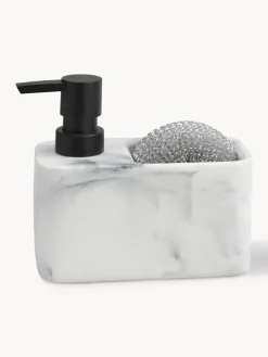 Hot ANDREA HOUSE Distributeur de savon aspect marbre avec éponge Galia, 2 élém. Blanc, marbré