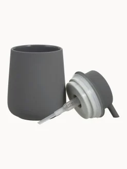 Best Zone Denmark Distributeur de savon en porcelaine Push Gris foncé