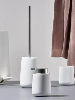 Fashion Zone Denmark Distributeur de savon en porcelaine Nova One Blanc, argenté