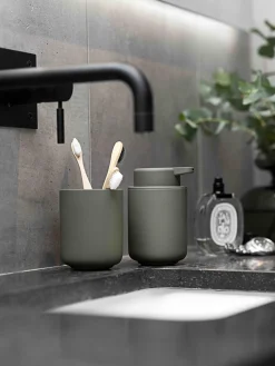Outlet Zone Denmark Distributeur de savon en grès à surface veloutée Ume Vert olive