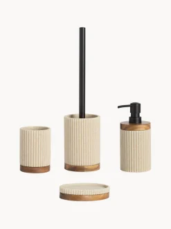 Fashion ANDREA HOUSE Distributeur de savon Laura Beige clair, bois foncé
