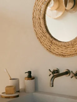 Fashion ANDREA HOUSE Distributeur de savon Laura Beige clair, bois foncé