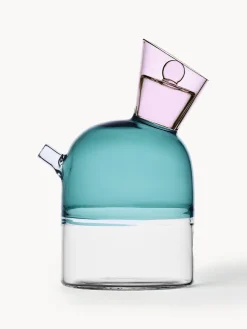 New ICHENDORF Distributeur de vinaigre et d'huile artisanal Travasi Bleu ciel, rose pâle, transparent