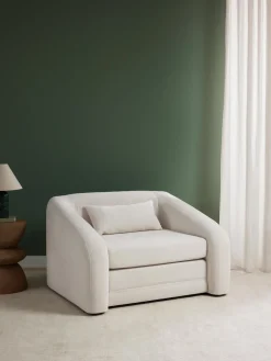 Outlet Westwing Collection Fauteuil convertible Eliot Tissu blanc cassé