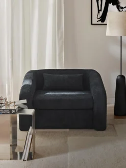 Fashion Westwing Collection Fauteuil convertible en peluche-bouclette Eliot Peluche-bouclette anthracite