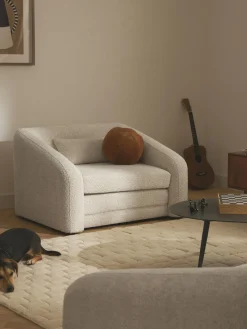 Discount Westwing Collection Fauteuil convertible en peluche-bouclette Eliot Peluche-bouclette blanc cassé