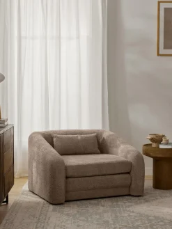 Discount Westwing Collection Fauteuil convertible en peluche-bouclette Eliot Peluche-bouclette beige