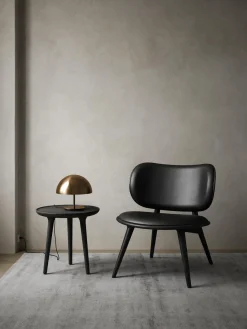 Fashion Mater Fauteuil en bois avec assise en cuir Rocker Cuir noir, noir