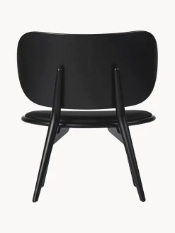 Fashion Mater Fauteuil en bois avec assise en cuir Rocker Cuir noir, noir