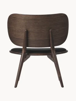 Best Mater Fauteuil en bois avec assise en cuir Sirka Cuir noir, bois de chêne foncé