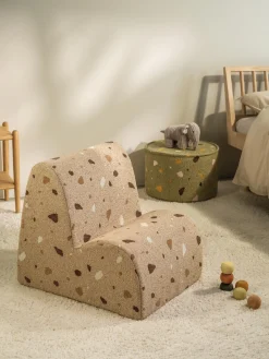 Outlet Wigiwama Fauteuil en bouclette pour enfants fait main Cloud Bouclette beige, aspect terrazzo