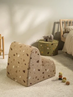 Outlet Wigiwama Fauteuil en bouclette pour enfants fait main Cloud Bouclette beige, aspect terrazzo