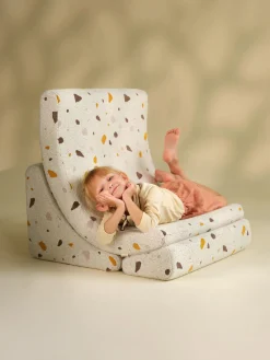 Discount Wigiwama Fauteuil en bouclette pour enfants fait main Moon Bouclette blanche, aspect terrazzo