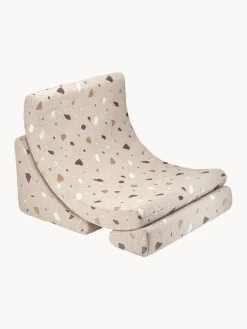 Fashion Wigiwama Fauteuil en bouclette pour enfants fait main Moon Bouclette beige, aspect terrazzo