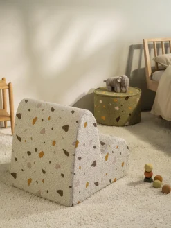 New Wigiwama Fauteuil en bouclette pour enfants fait main Cloud Bouclette blanche, aspect terrazzo