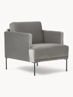 Clearance Westwing Collection Fauteuil en velours Fluente Velours gris