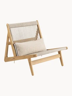 Sale GUBI Fauteuil lounge artisanal en chêne avec coussin d'assise MR01 Initial Chêne, beige clair