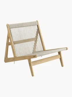 Sale GUBI Fauteuil lounge artisanal en chêne avec coussin d'assise MR01 Initial Chêne, beige clair