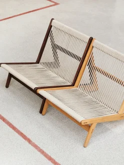Sale GUBI Fauteuil lounge artisanal en chêne avec coussin d'assise MR01 Initial Chêne, beige clair