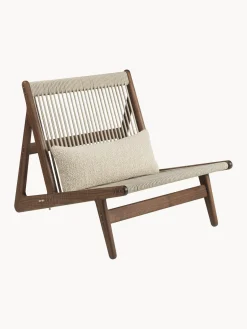 Best GUBI Fauteuil lounge artisanal en noyer avec coussin d'assise MR01 Initial Noyer, beige clair