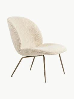 Outlet GUBI Fauteuil lounge Beetle Tissu beige clair, doré avec finition antiquaire