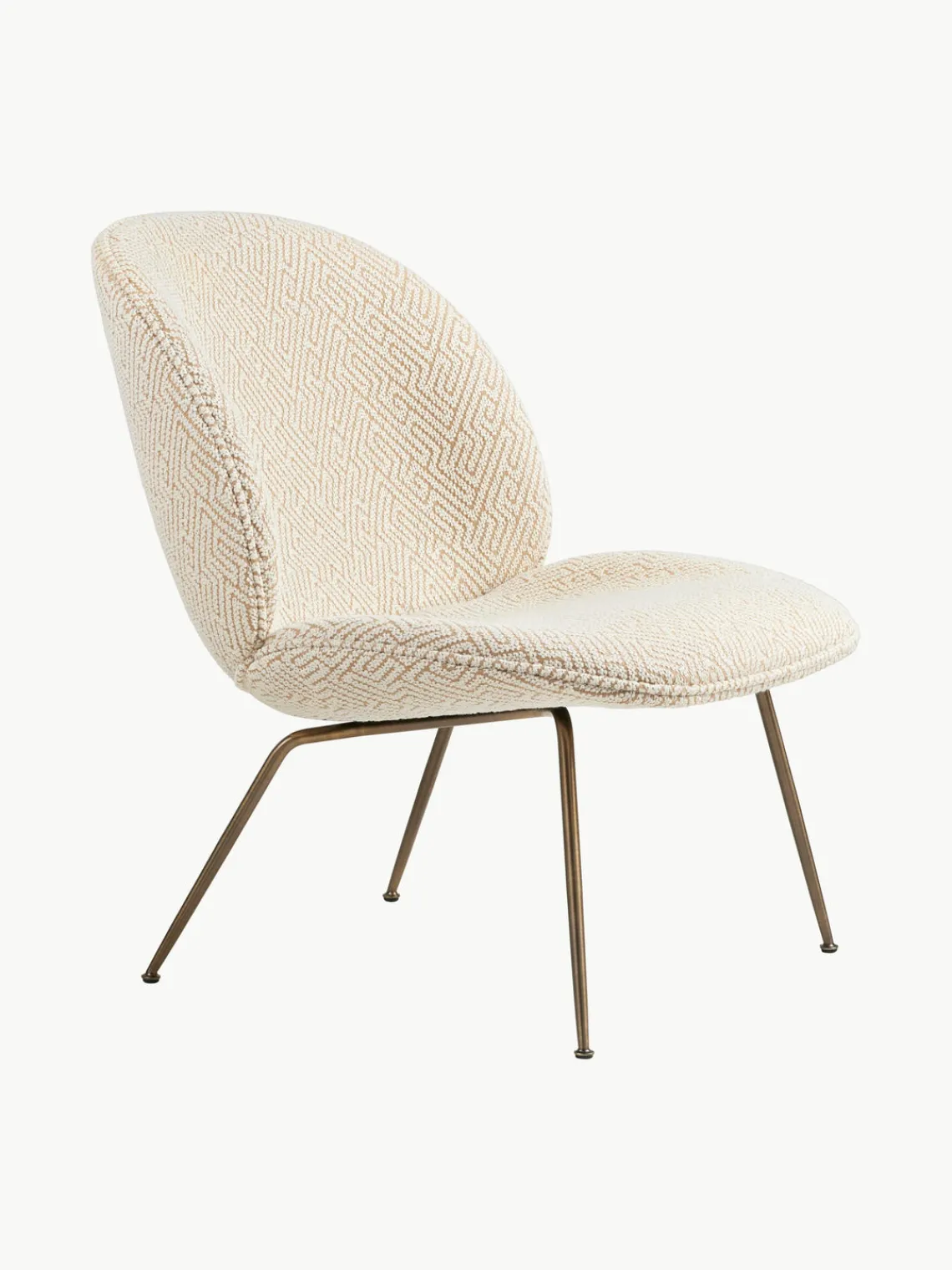 Outlet GUBI Fauteuil lounge Beetle Tissu beige clair, doré avec finition antiquaire