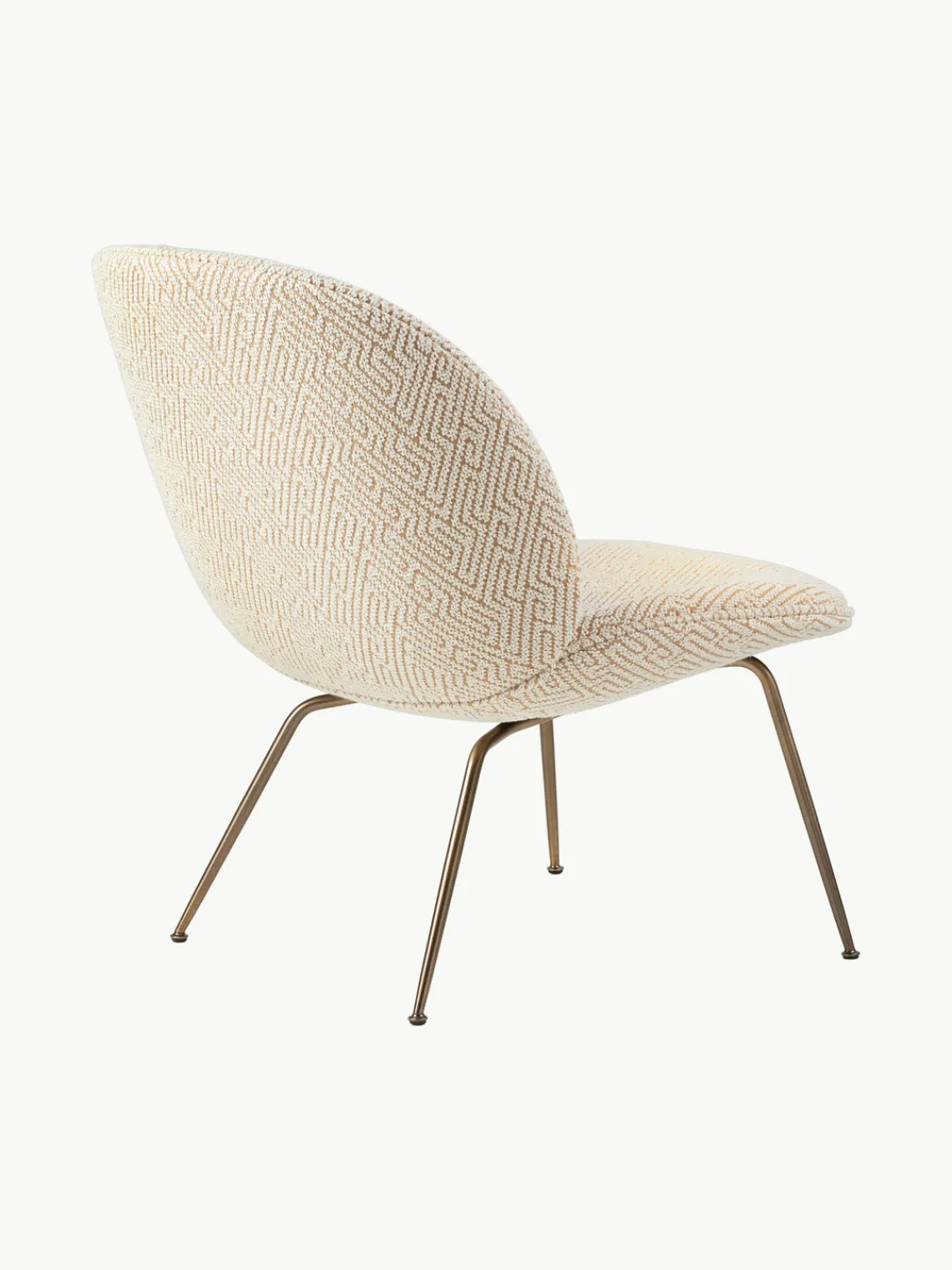 Outlet GUBI Fauteuil lounge Beetle Tissu beige clair, doré avec finition antiquaire