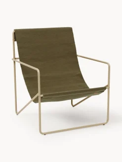 Best ferm LIVING Fauteuil lounge Desert Tissu vert olive, acier grège