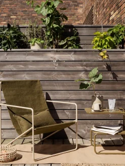 Best ferm LIVING Fauteuil lounge Desert Tissu vert olive, acier grège