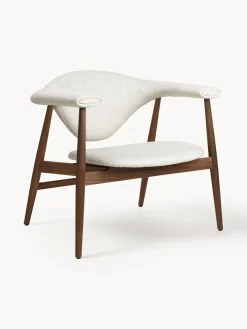 Best GUBI Fauteuil lounge en noyer Masculo Tissu blanc cassé, bois de noyer