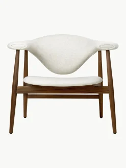 Best GUBI Fauteuil lounge en noyer Masculo Tissu blanc cassé, bois de noyer